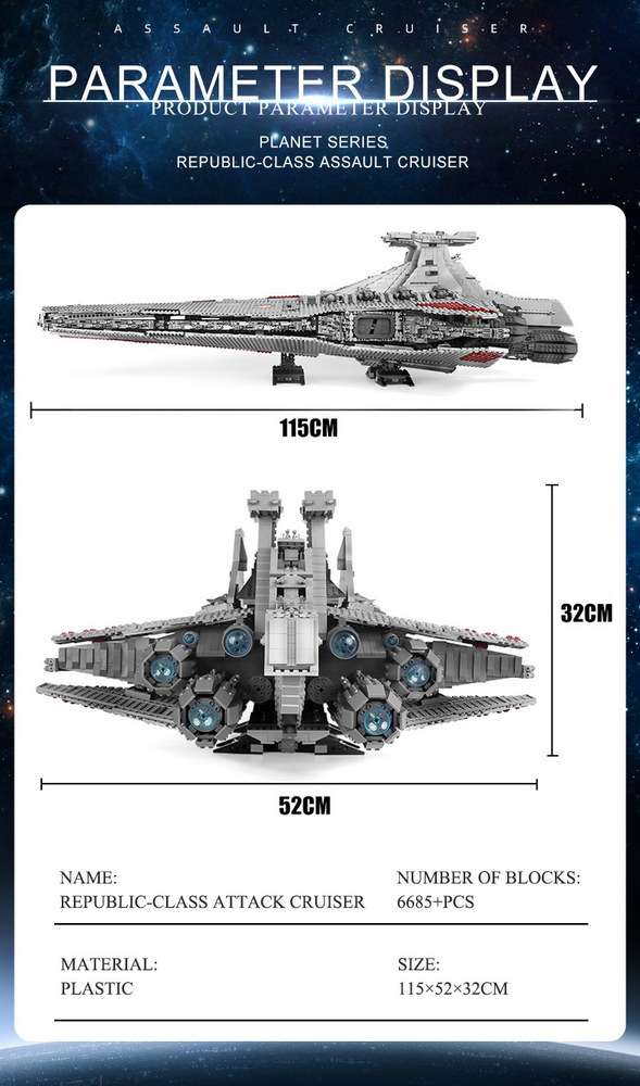 Mould King 21005(75367) Venator-Class Republic Attack Cruiser - Image 9