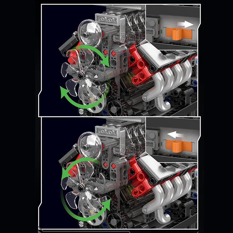 Mould King 10225 American Muscle Car V8 Engine with Gearbox Construction Kit | 855 Pieces - Image 2