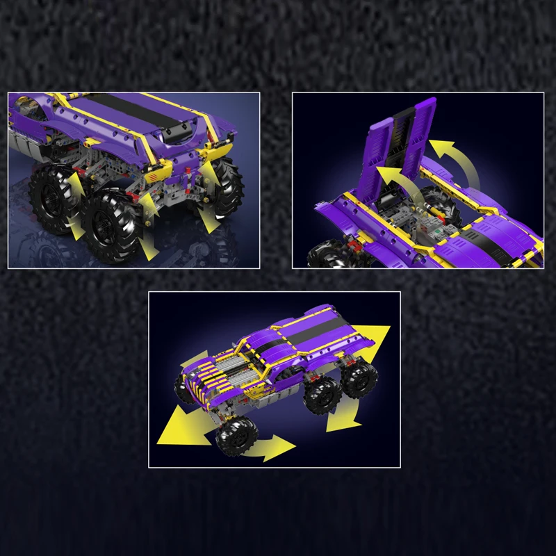 Mould King 18009 Purple Gold Tiger 6x6 Off-Road RC Truck Building Kit | 2,014 Pieces - Image 4