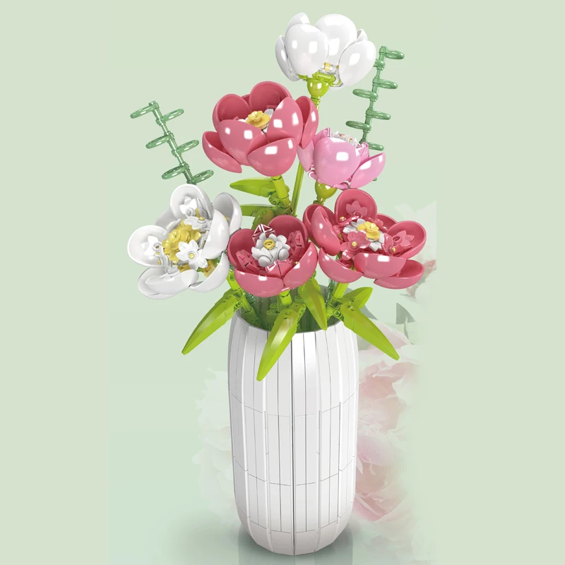 Mould King 10059 Peony Flowers Bouquet Construction Kit | 866 Pieces - Image 2