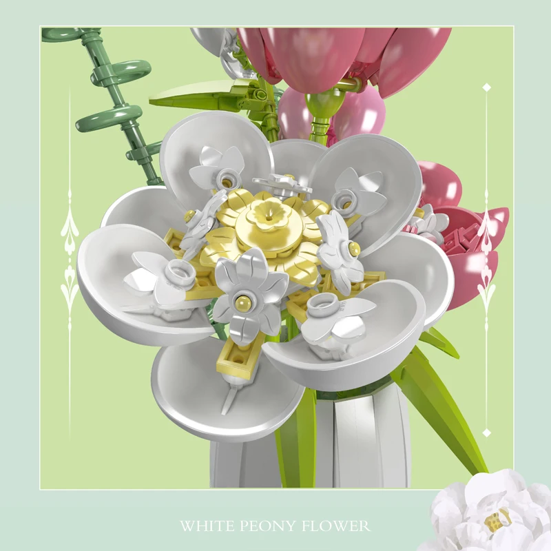Mould King 10059 Peony Flowers Bouquet Construction Kit | 866 Pieces - Image 3
