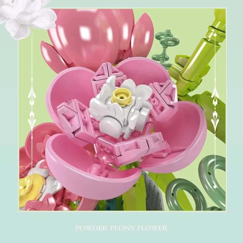 Mould King 10059 Peony Flowers Bouquet Construction Kit | 866 Pieces - Image 5