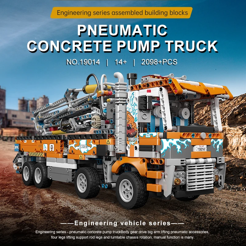 Mould King 19014 Pneumatic Concrete Pump Truck | 2,132 PCS - Image 3