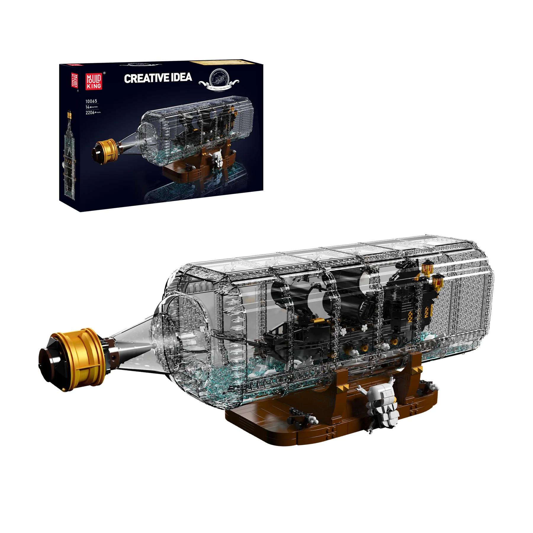 Mould King 10065 Pirate Ship in Bottle Building Set | 2206 PCS